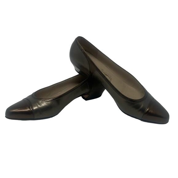 Salvatore Ferragamo Two Toned Metallic Heels Women's 7B - Picture 1 of 10